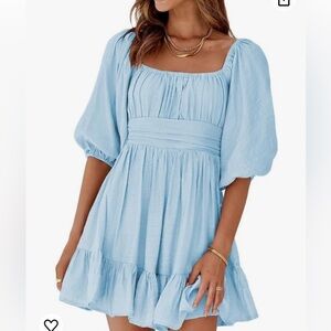 Scoopneck off the shoulder blue cocktail dress baby blue size extra large